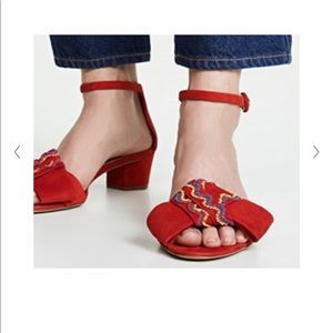 Diane Von Furstenberg red mini heal sandals as 37 New without box